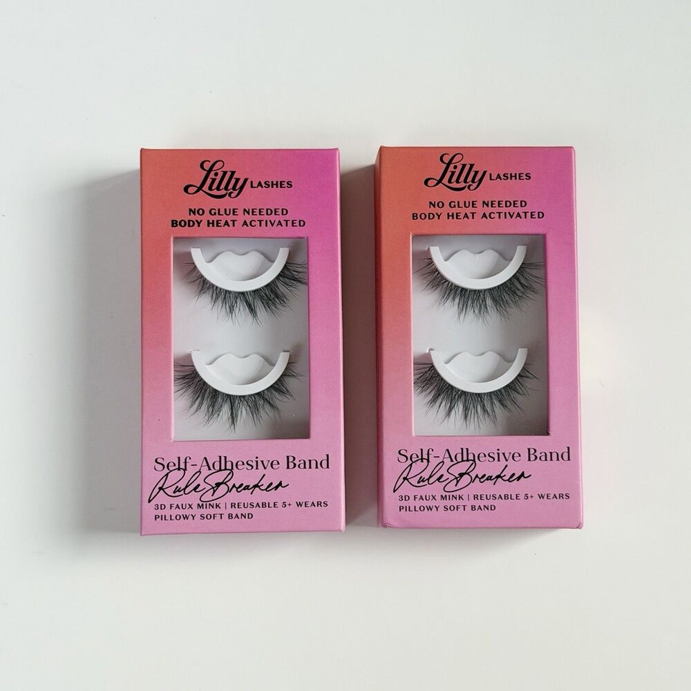 2 Pairs Lilly Lashes RuleBreaker Self-Adhesive Band 3D Faux Mink Reusable Black